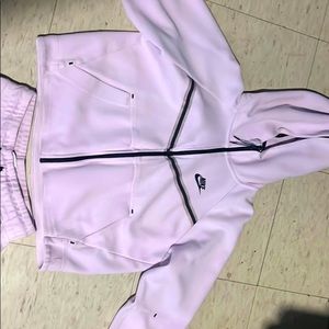 pink tech fleece sweater